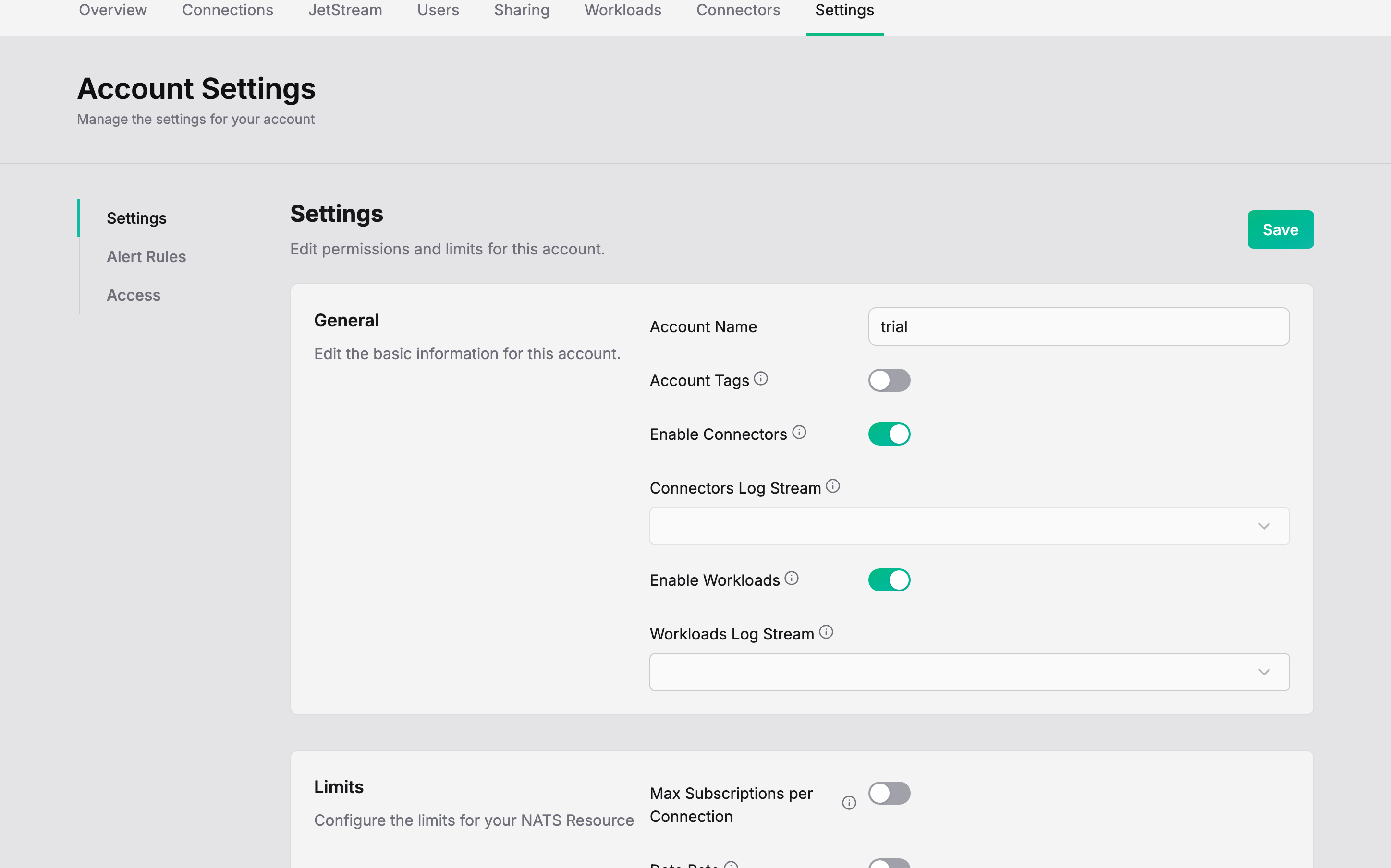 Open the account you deploy to, go to Settings, and turn on Enable Connectors. Click Save.