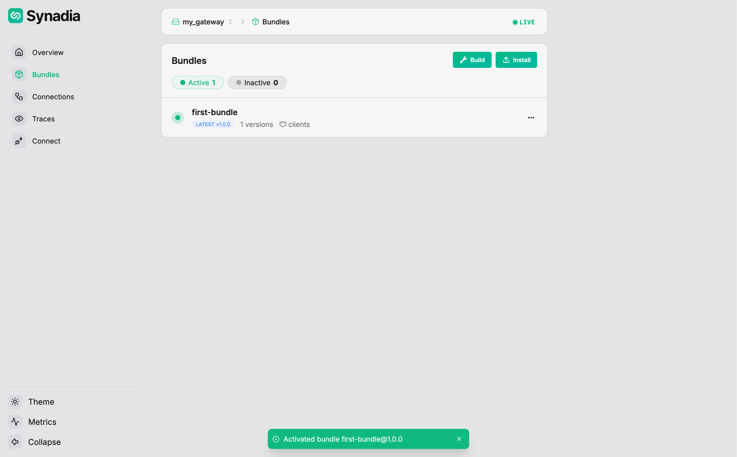 Bundle active on clients