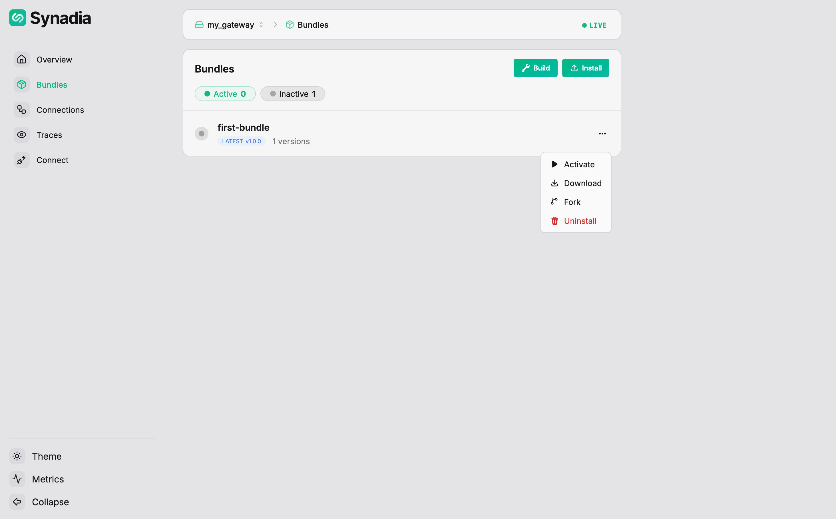Bundle menu