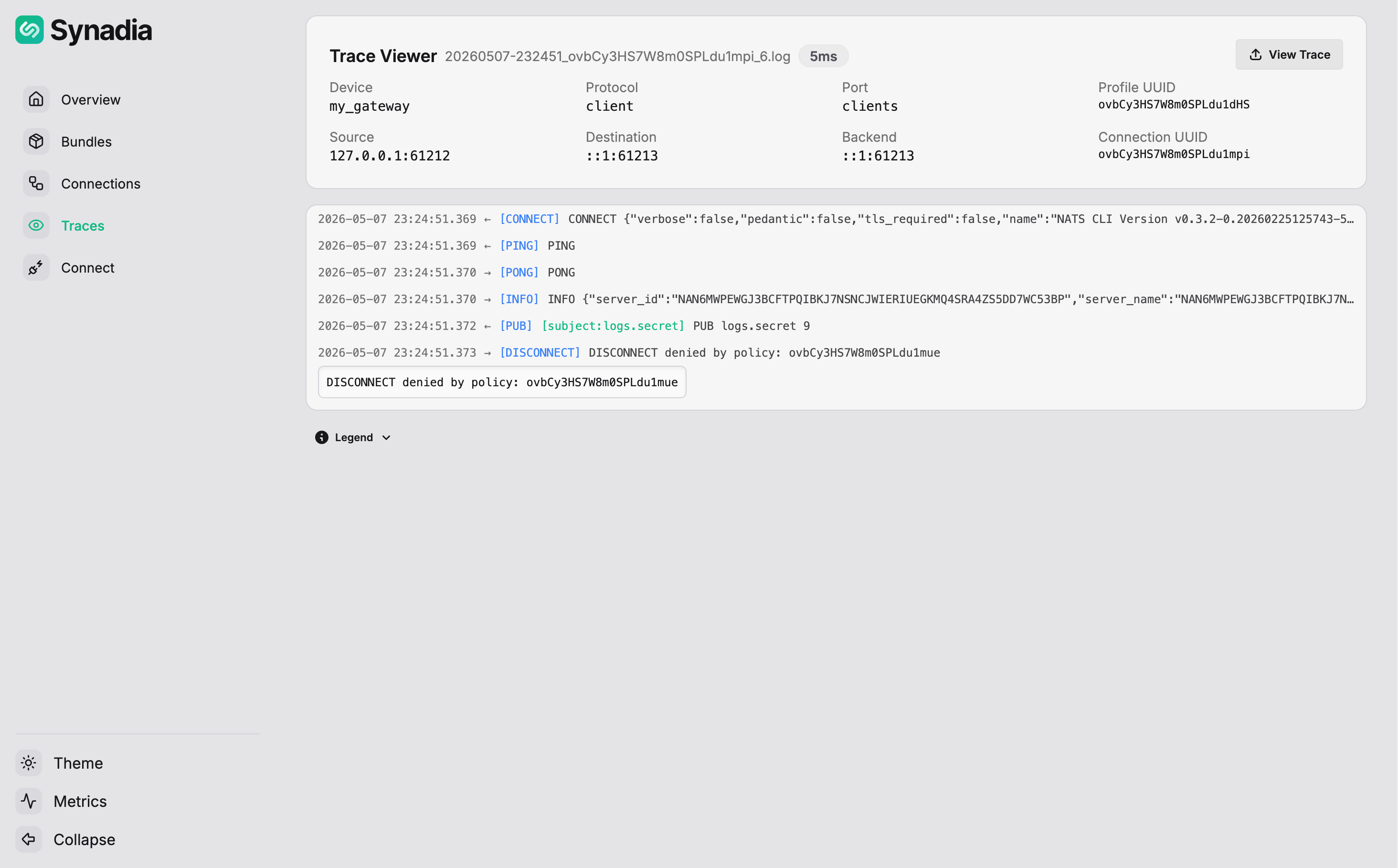 Trace Viewer — denied