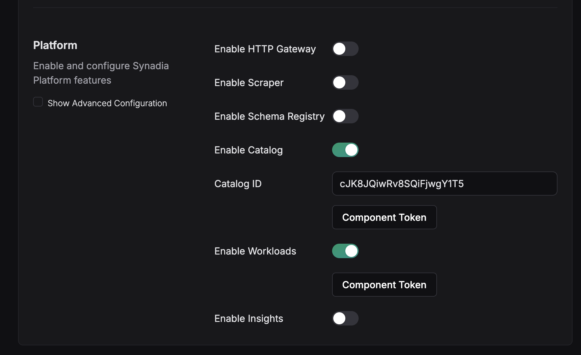 System settings - enable Catalog